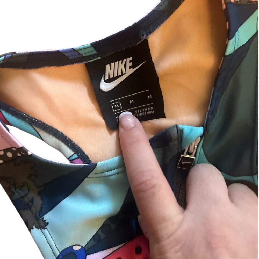Nike Multicolor Floral-Print Sports Swimsuit - Pink, Navy, Teal - Picture 5 of 7